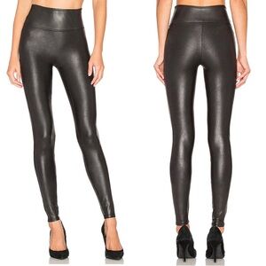 Spanx Faux Leather Leggings Black Shiny Size XS
